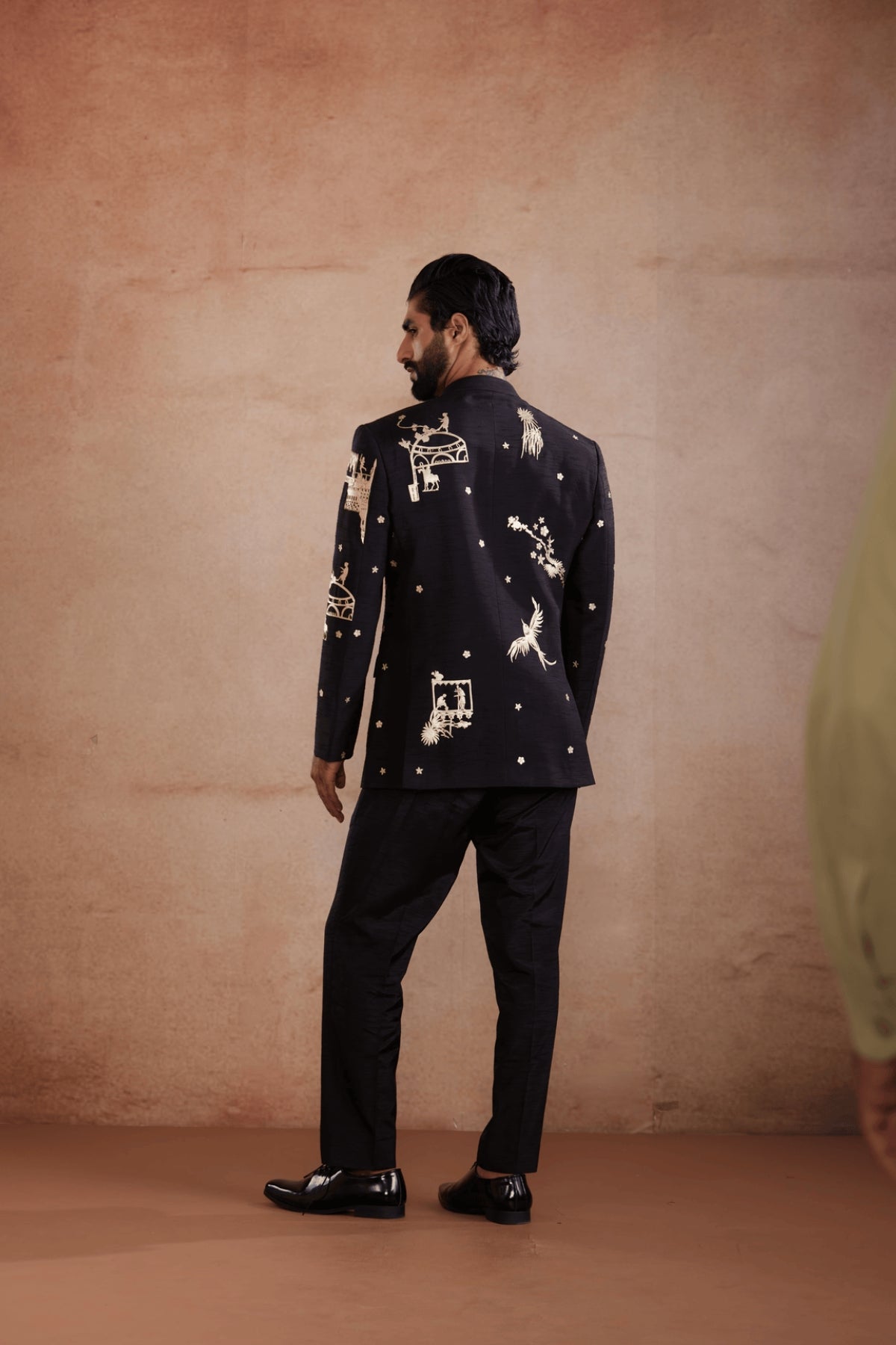 Black Raw Silk Jodhpuri Suit