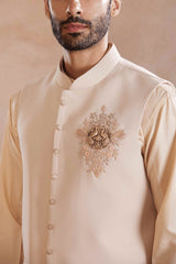 Cream Silk Sadri Set