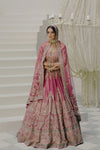 Rose Pink Dabka Embroidered Bridal Lehenga