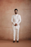 Ivory Raw Silk Indo-Western Set