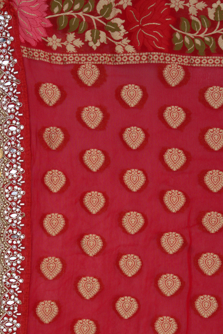 Red Georgette Khaddi Saree