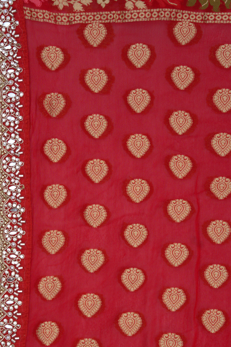 Red Georgette Khaddi Saree
