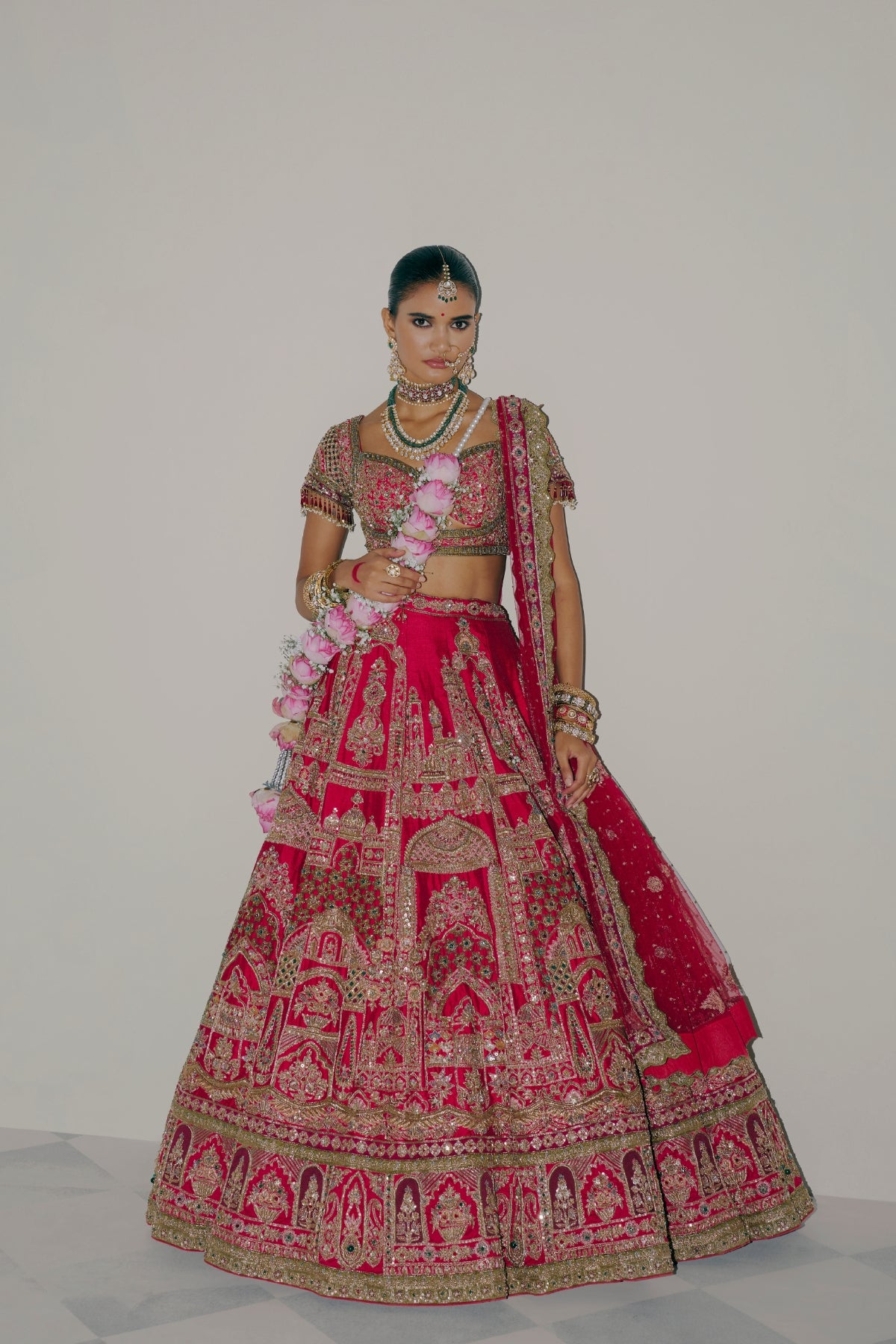 Ruby Red Zardozi Lehenga
