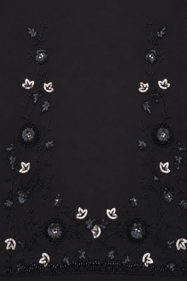 Black Net Saree