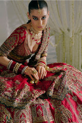 Red Silk Zardozi Lehenga