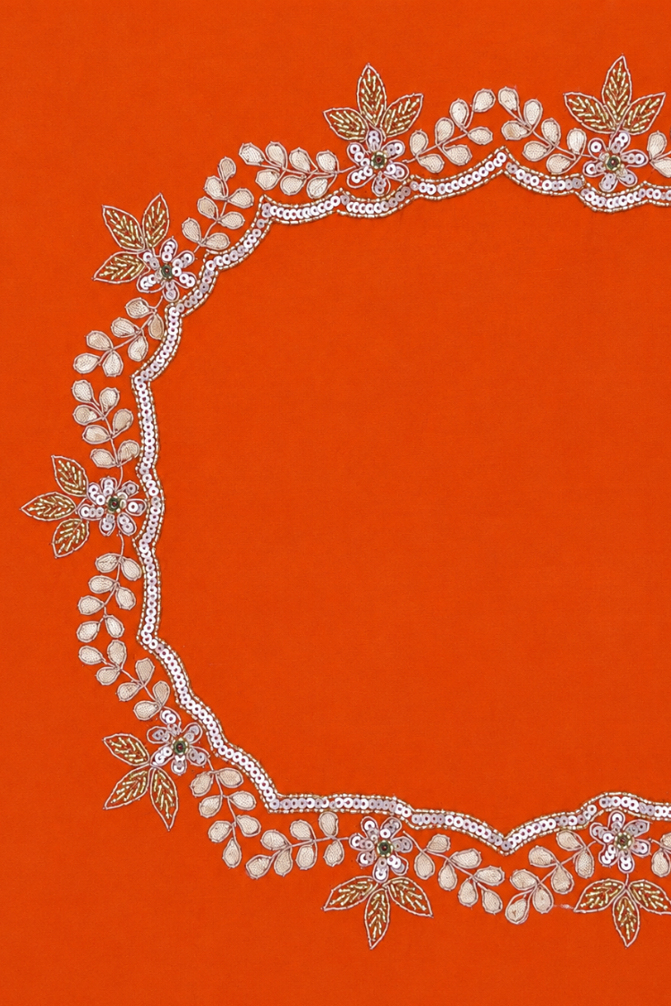 Orange Crape Saree