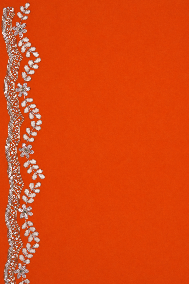 Orange Crape Saree