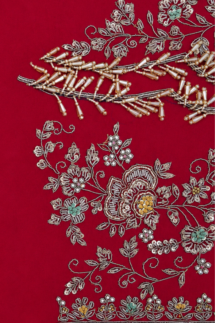 P-Blue Organza Hand Work Saree