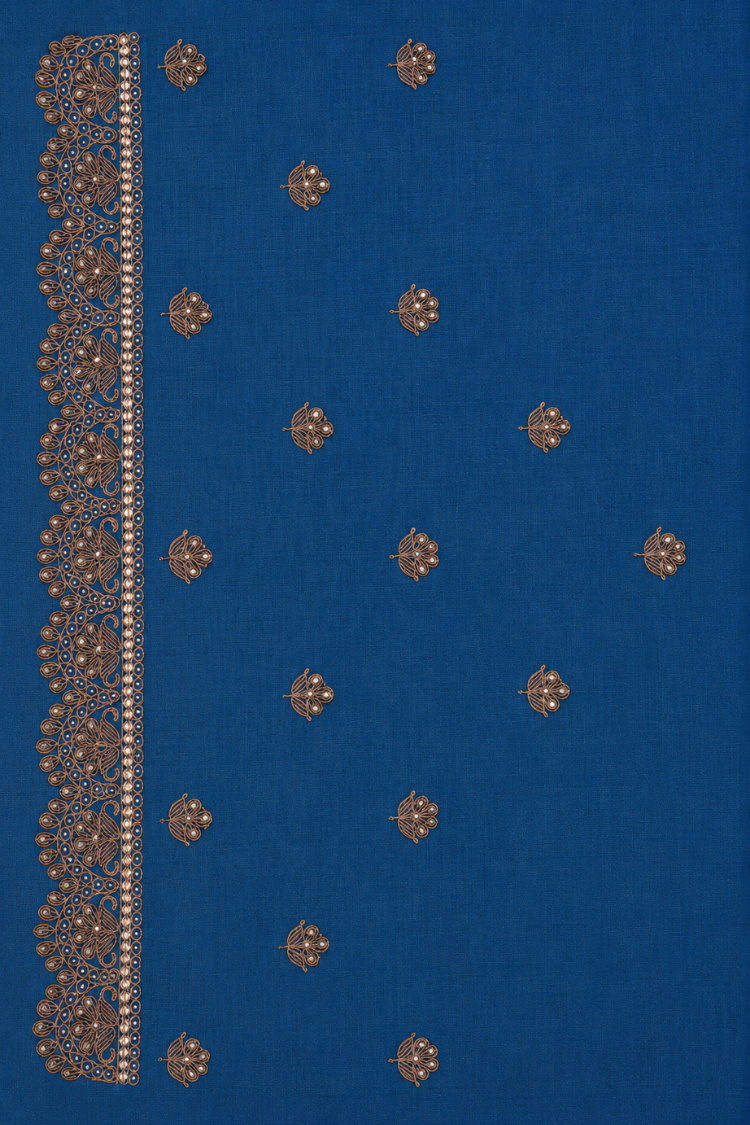 Silver-Blue Tissue Silk Saree