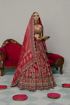 Crimson Red Dabka Lehenga