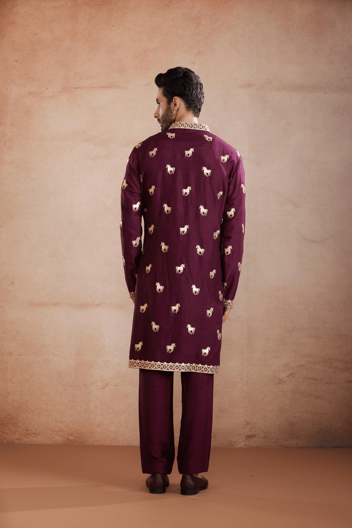 Maroon Raw Silk Kurta Set