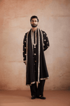 Black Raw Silk Kurta Set