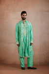 Sea Green Raw Silk Kurta Set