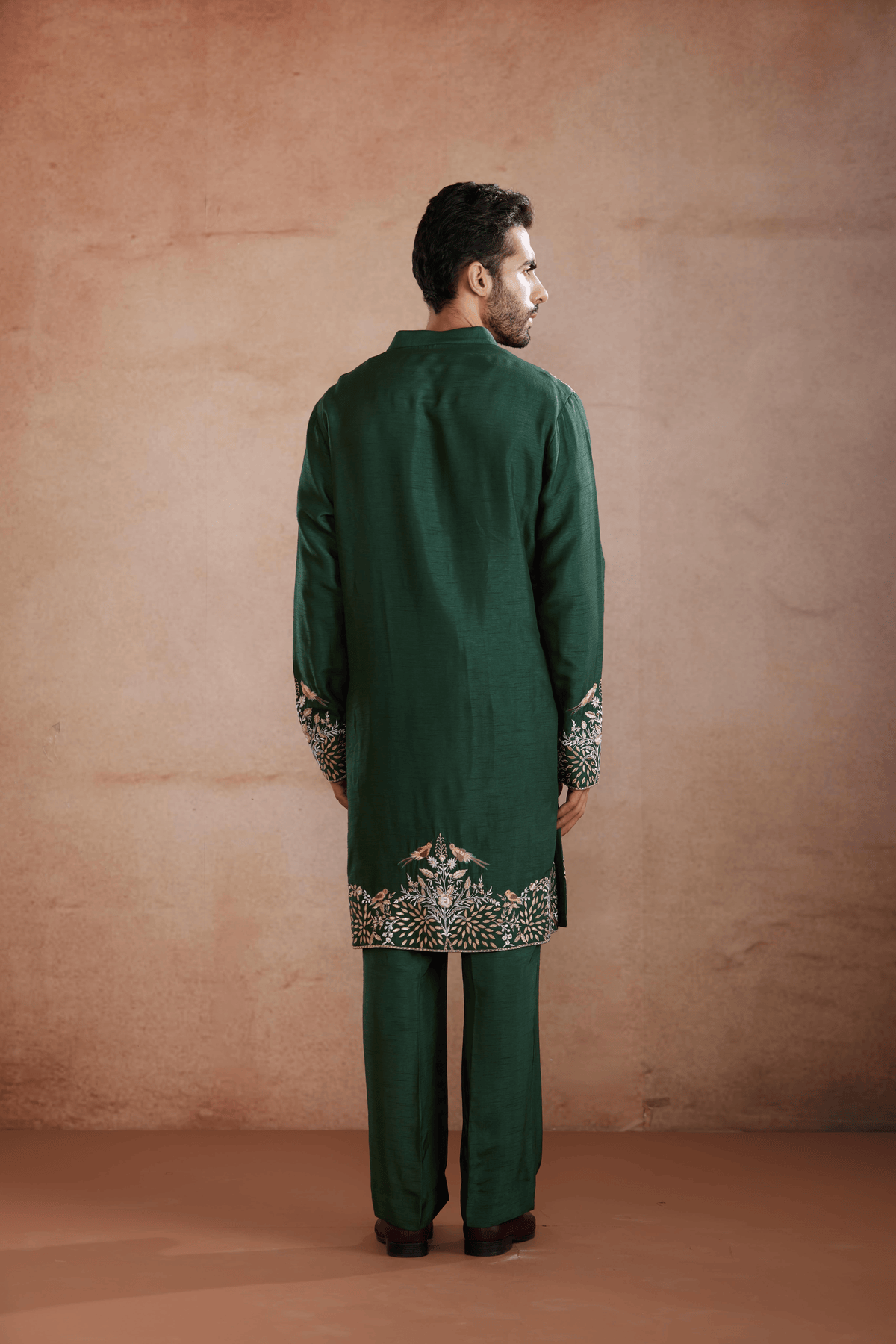 Emerald Green Raw Silk Kurta Set