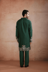Emerald Green Raw Silk Kurta Set