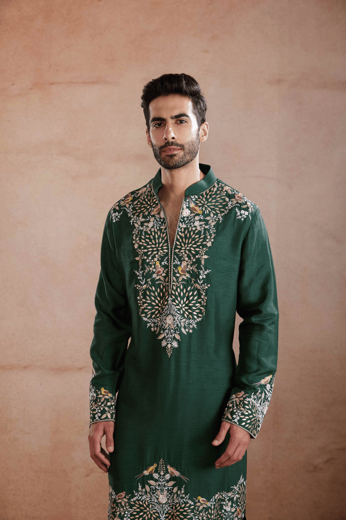 Emerald Green Raw Silk Kurta Set