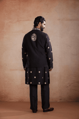 Black Silk Kurta Set with Sadri
