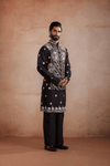 Black Silk Kurta Set with Sadri