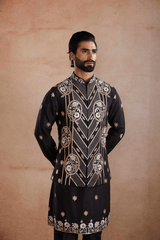 Black Silk Kurta Set with Sadri