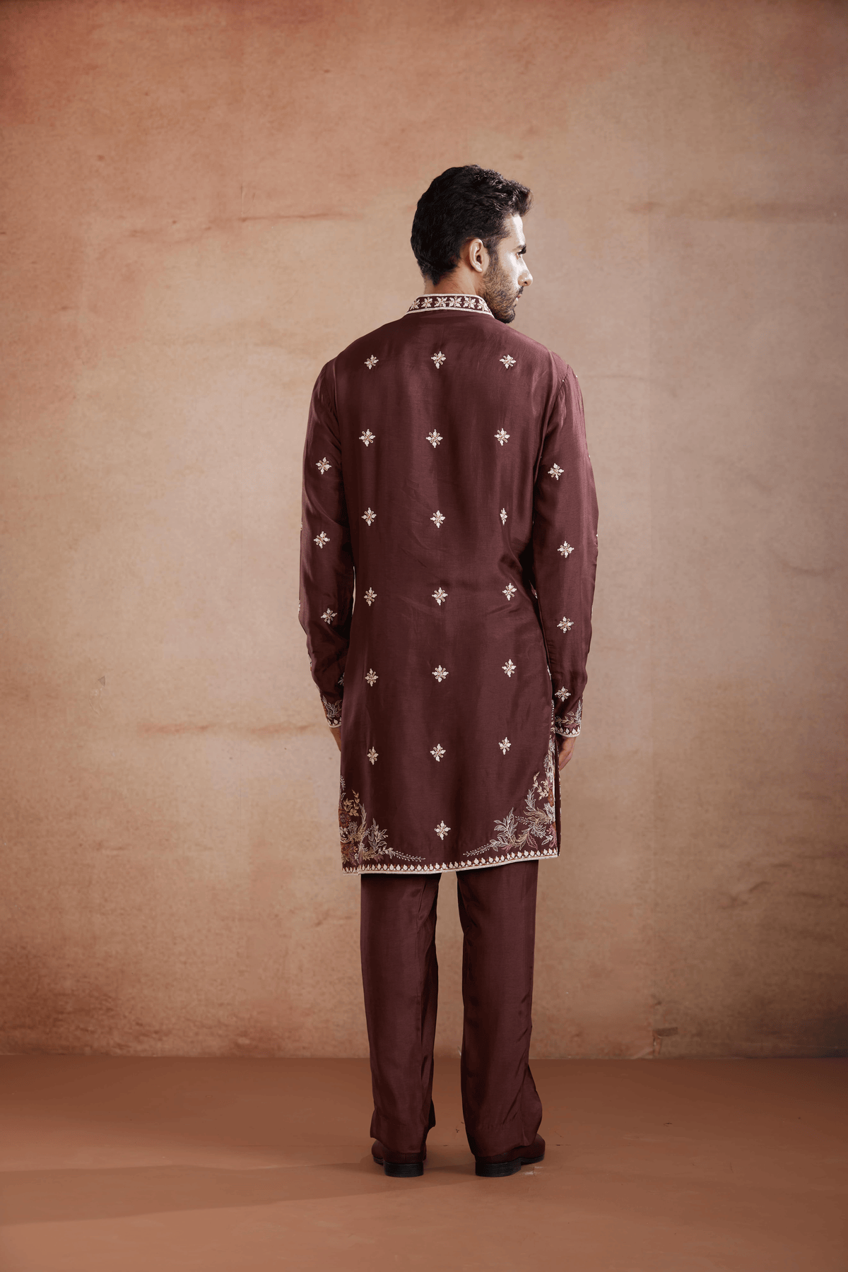 Coffee Raw Silk Kurta Set