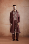 Coffee Raw Silk Kurta Set