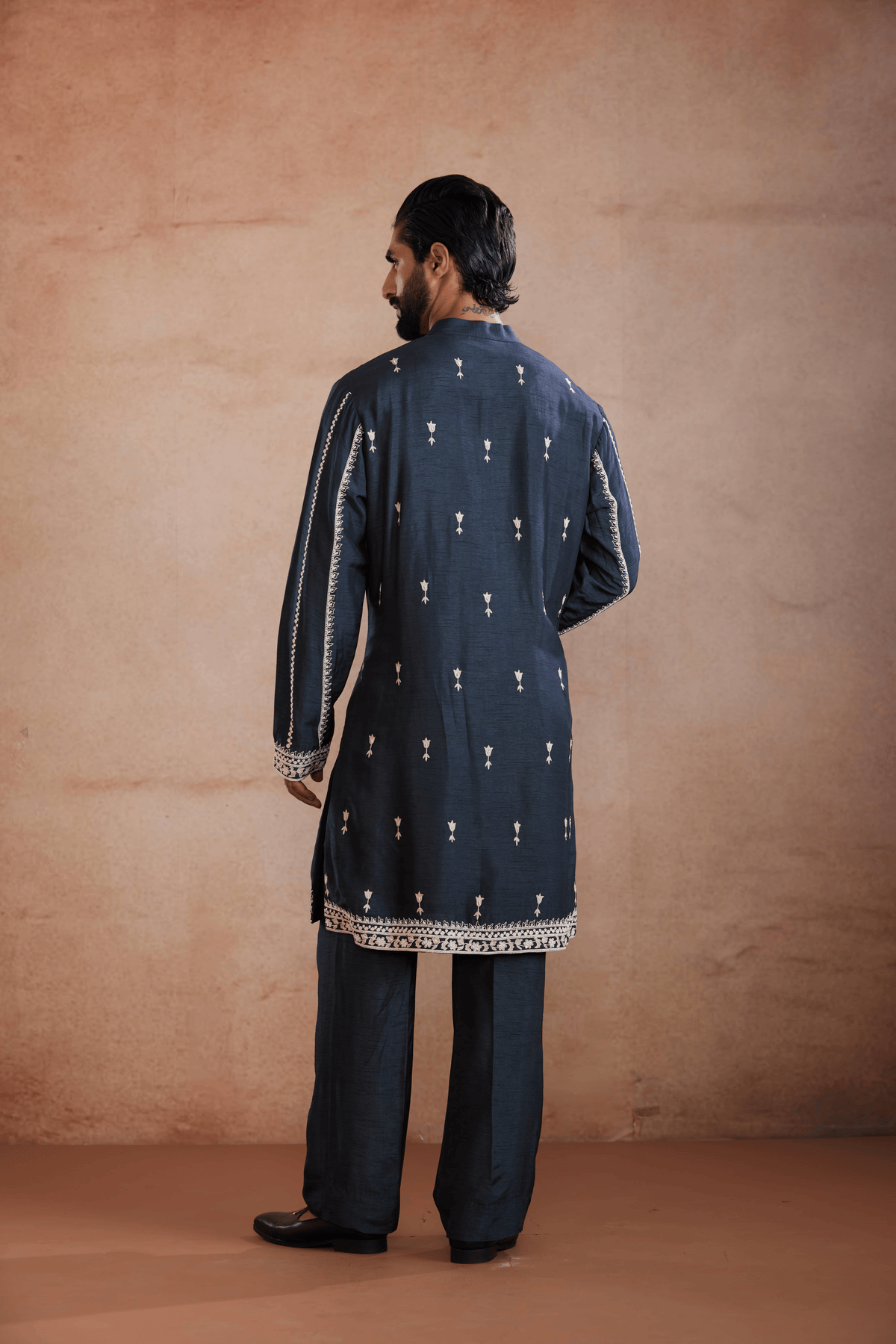 Midnight Blue Kurta Set with Pearl and Sequin