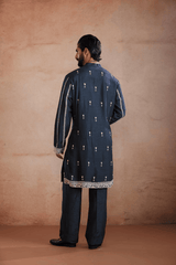 Midnight Blue Kurta Set with Pearl and Sequin