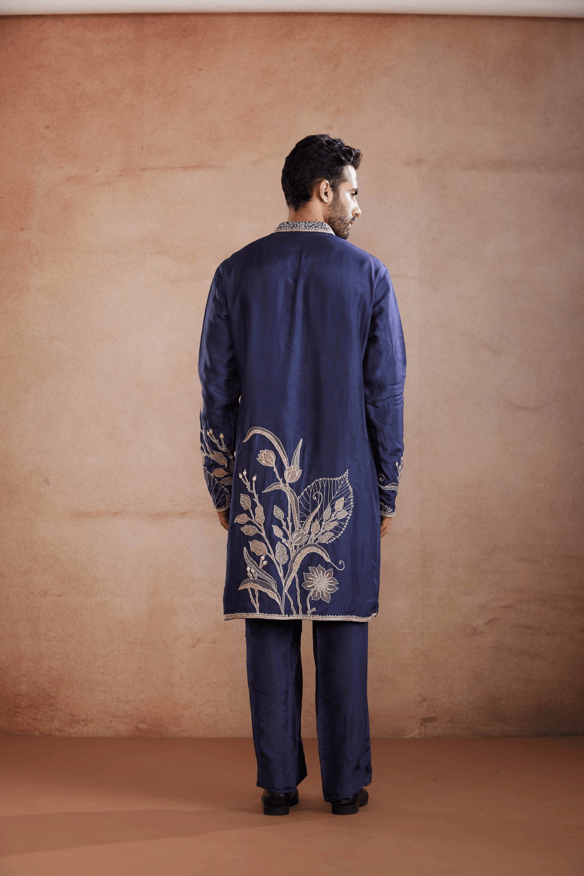 Slate Blue Raw Silk Kurta Set