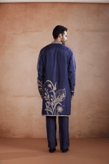 Slate Blue Raw Silk Kurta Set