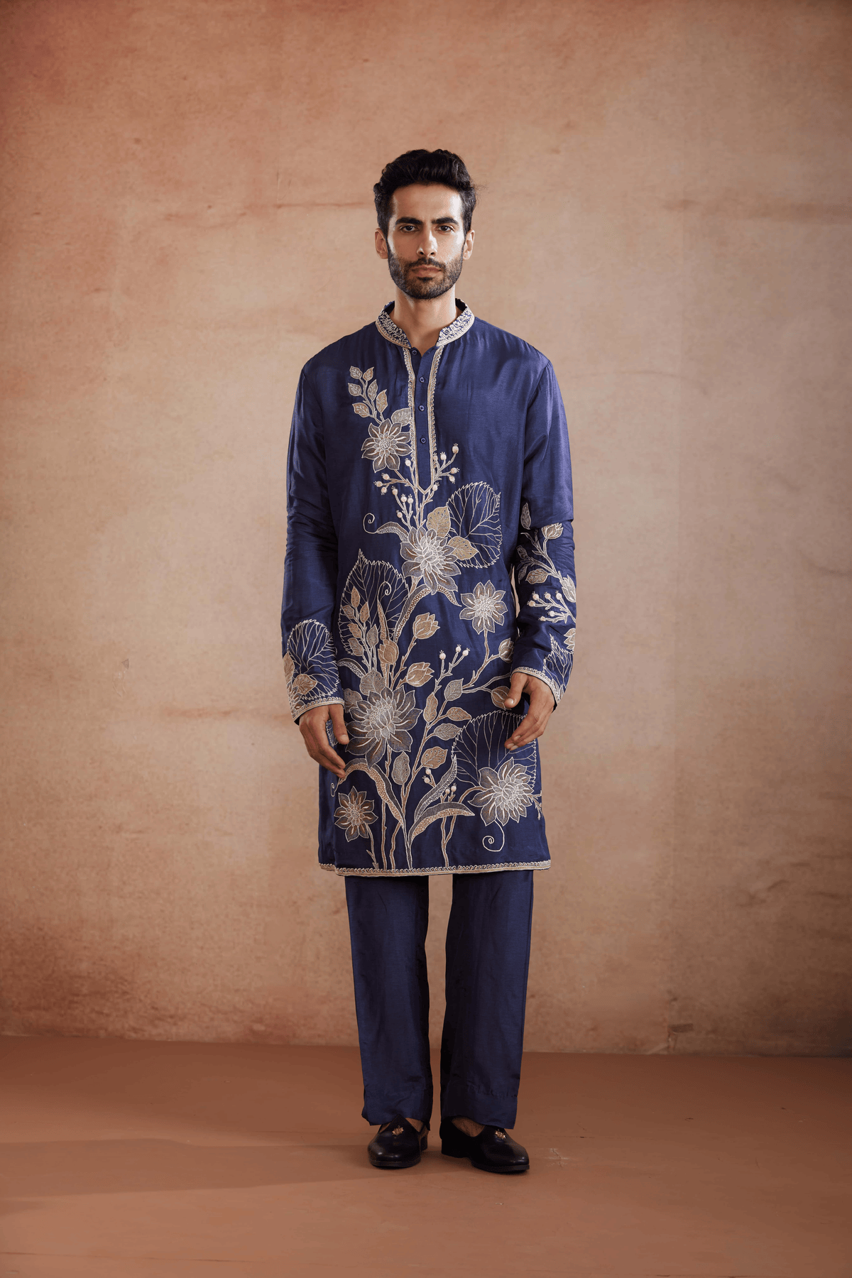 Slate Blue Raw Silk Kurta Set