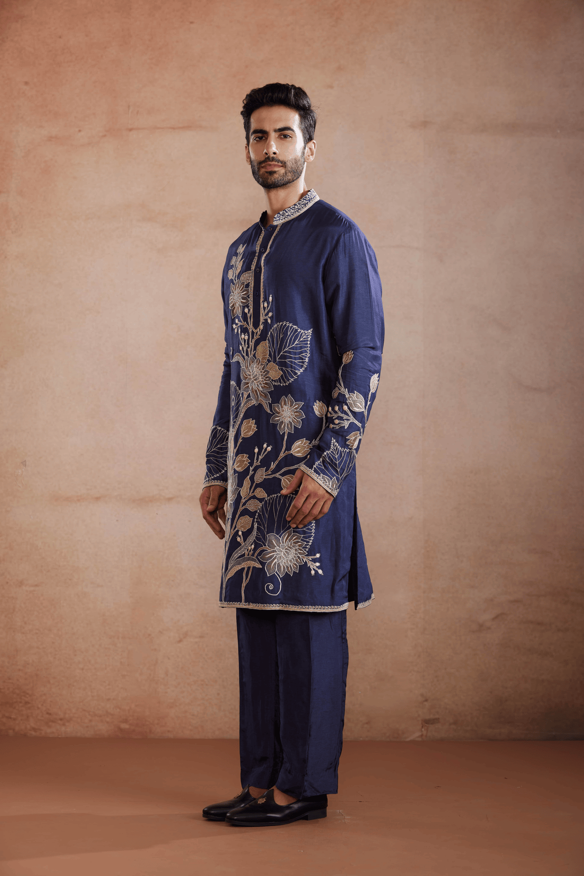 Slate Blue Raw Silk Kurta Set