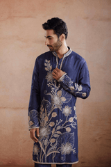 Slate Blue Raw Silk Kurta Set