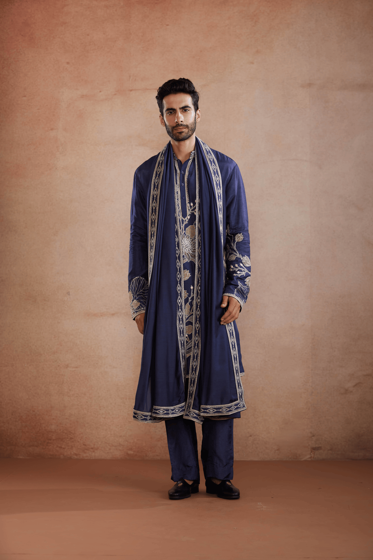 Slate Blue Raw Silk Kurta Set