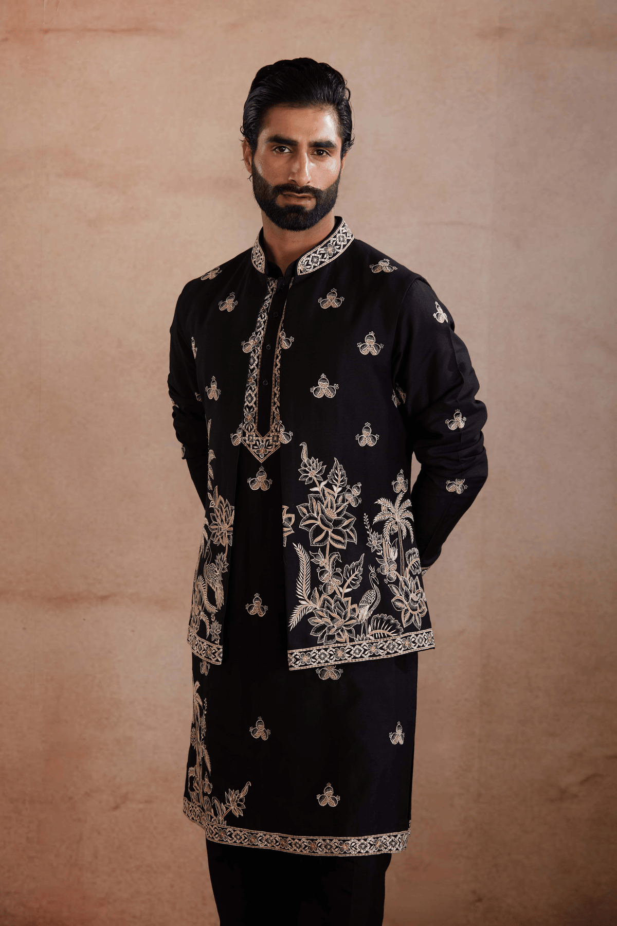 Black Silk Kurta Set