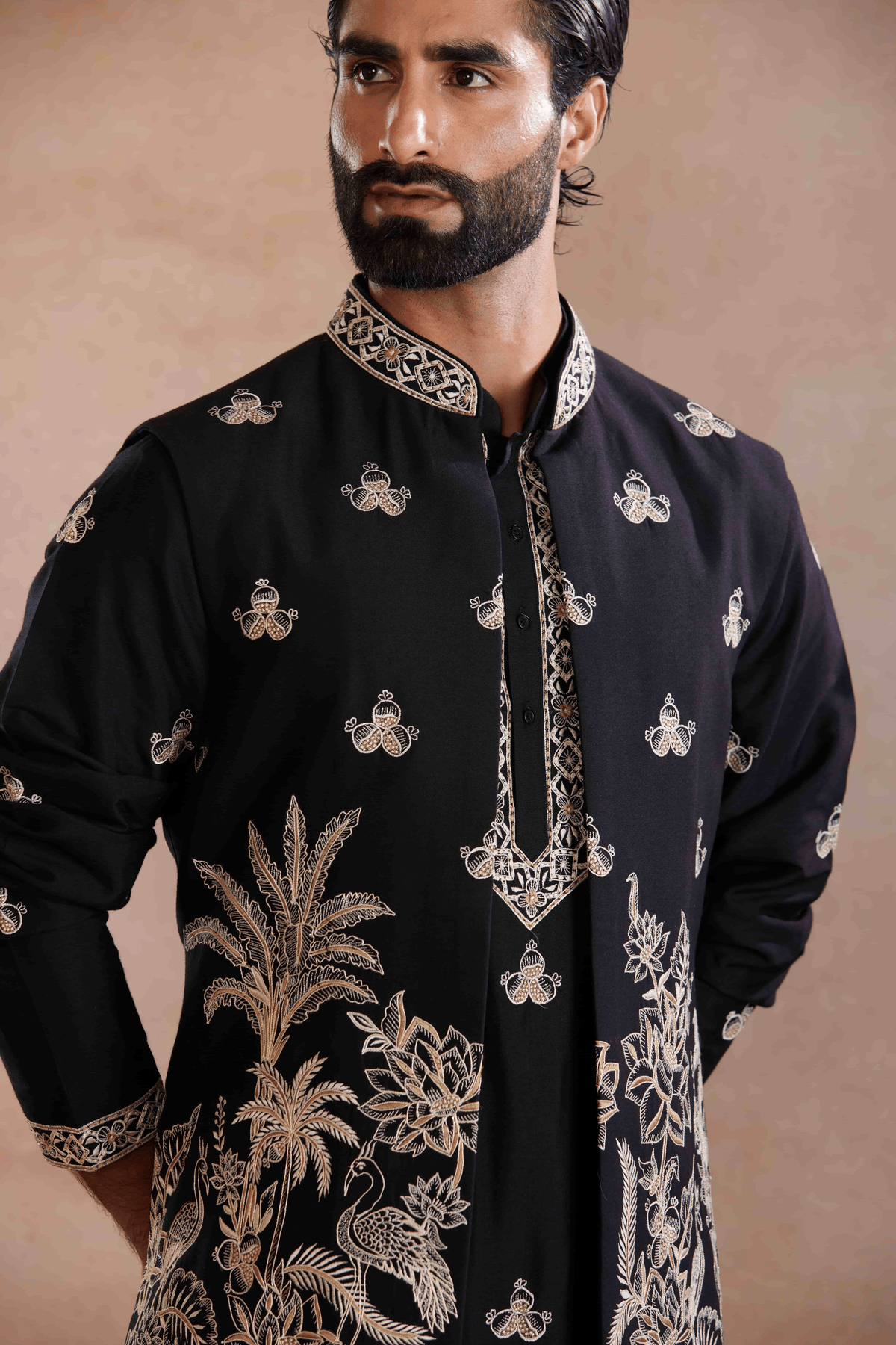 Black Silk Kurta Set