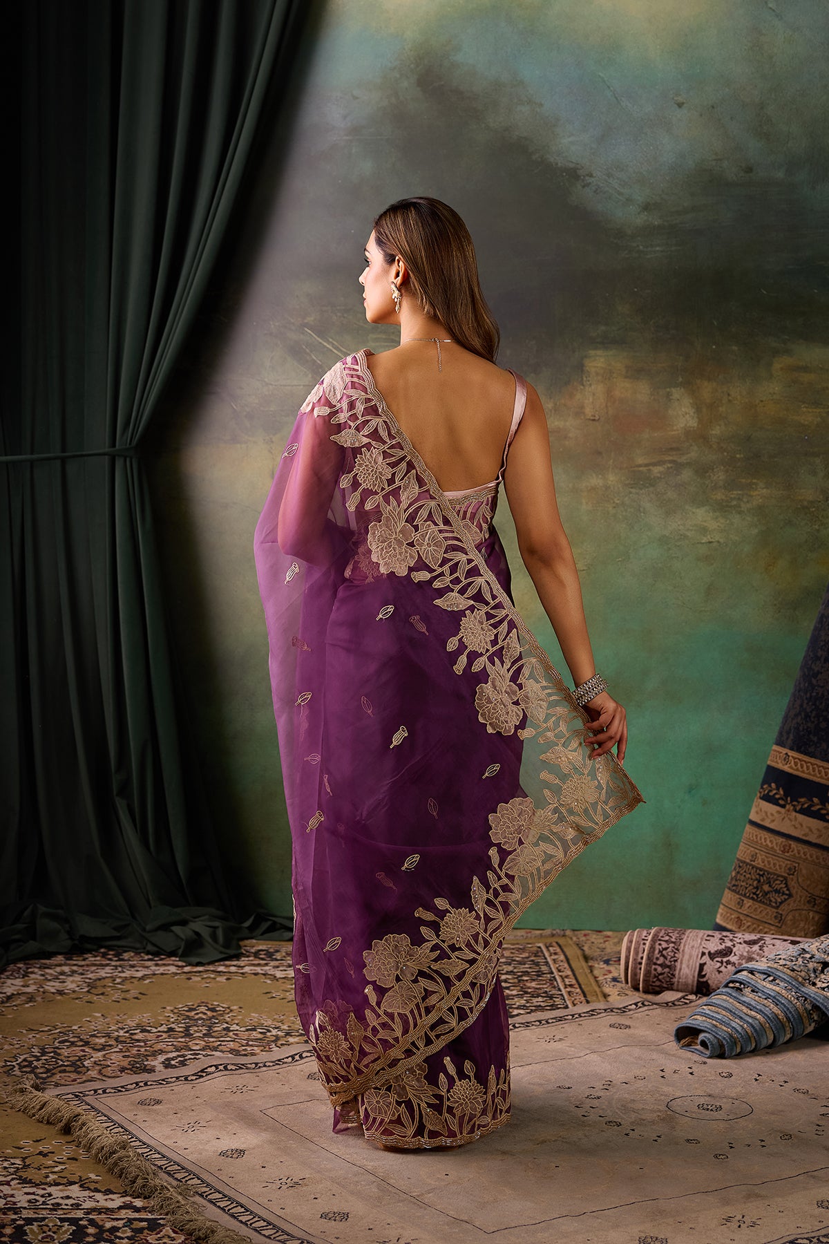 Purple Organza Saree