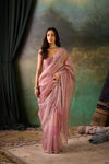 Mauve Organza Hand Work Saree