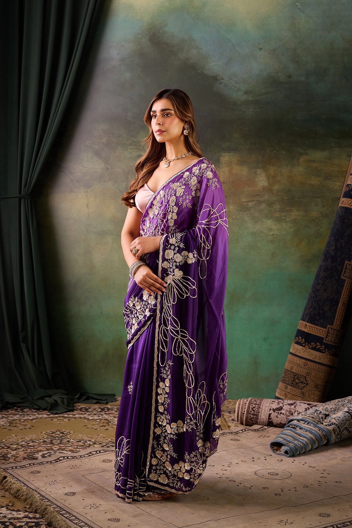 Purple Upada Silk Saree