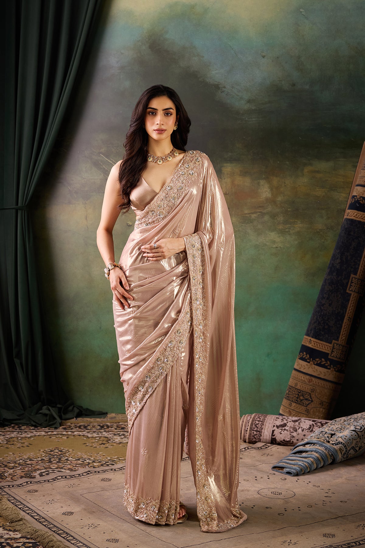 Champagne Georgette Saree