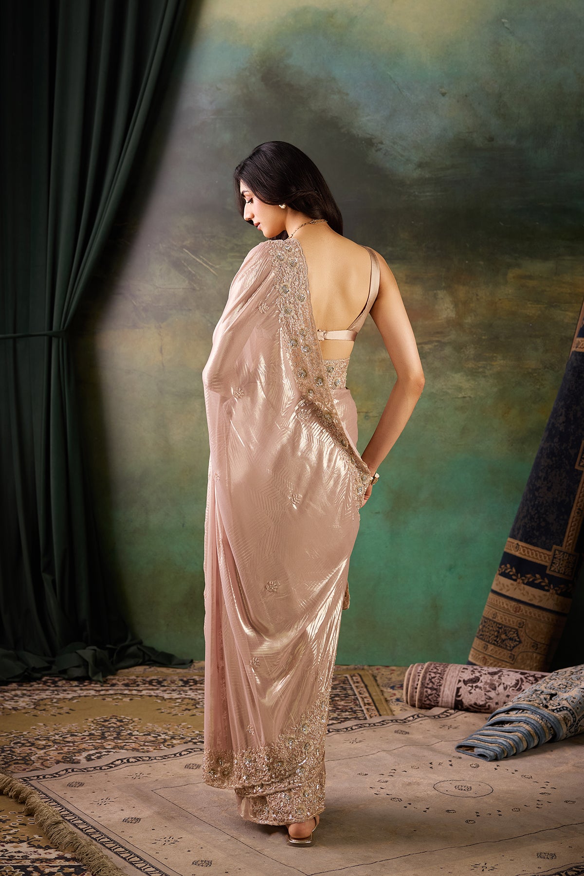 Champagne Georgette Saree