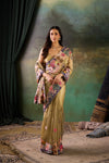 Olive Green Organza Saree