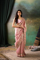 Blush Pink Tissue Silk Saree