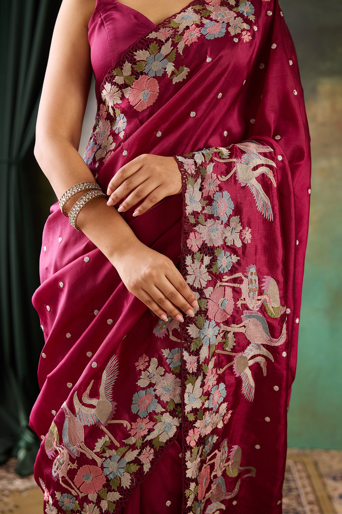 Wine Silk Saree