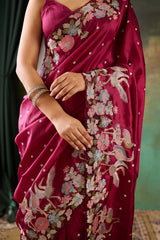 Wine Silk Saree