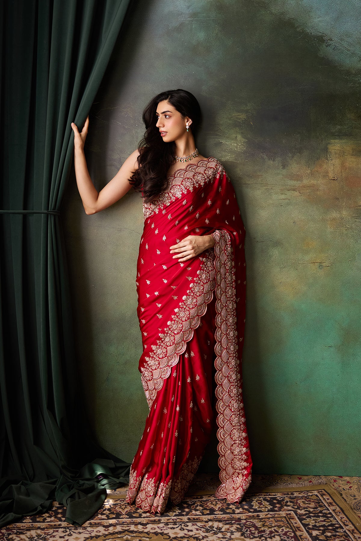 Mahroon Satain Saree