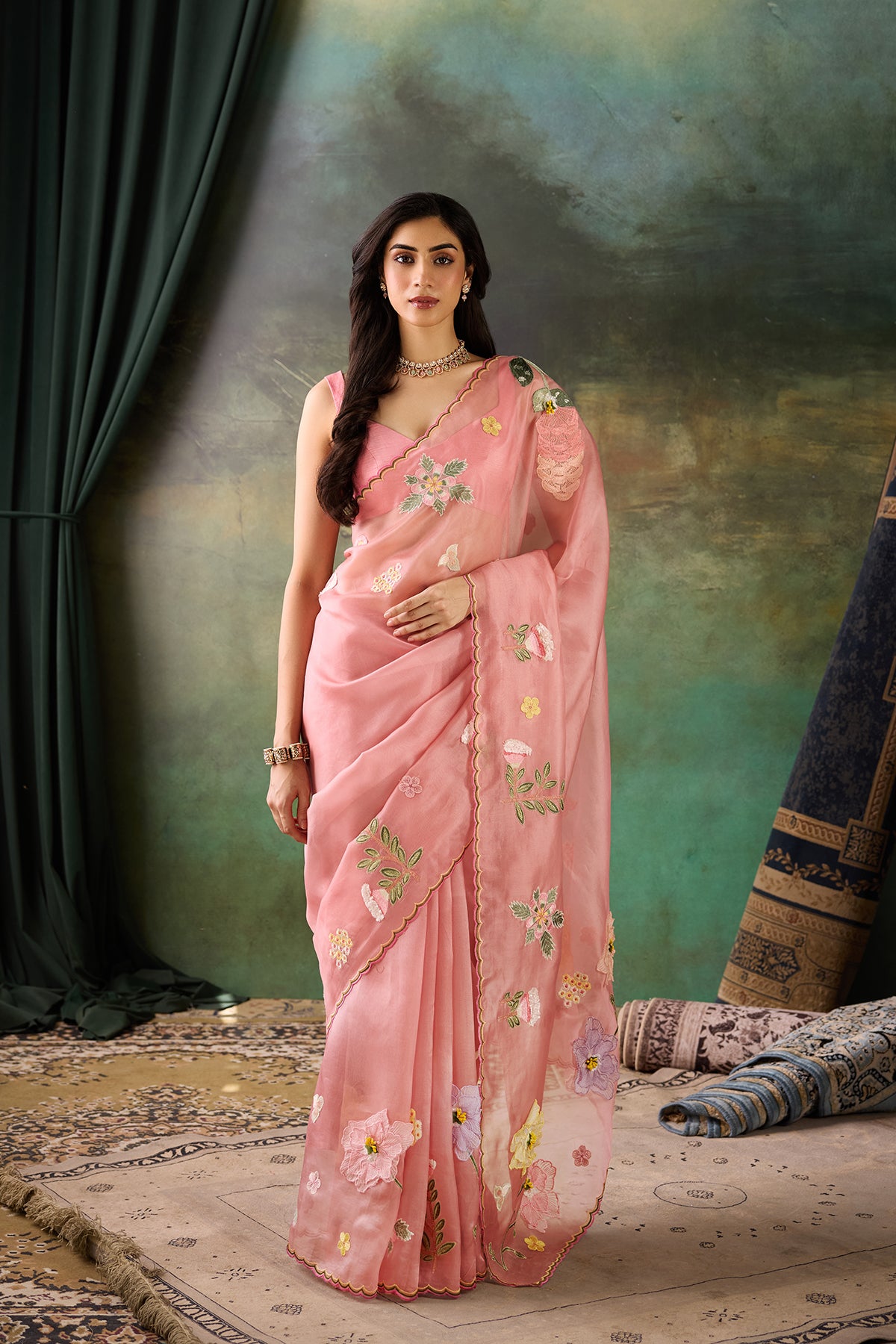 Pink Organza Saree