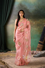 Pink Organza Saree