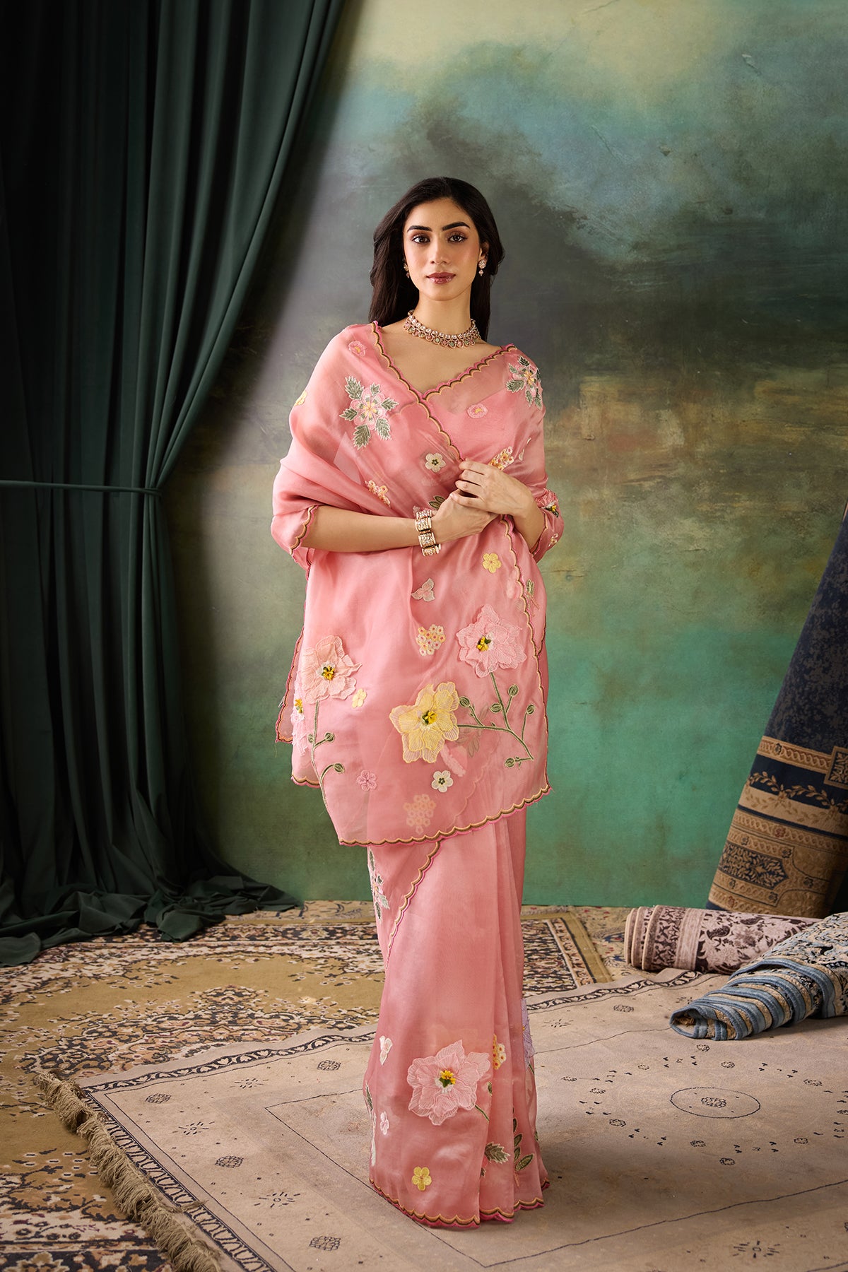 Pink Organza Saree