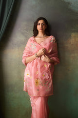 Pink Organza Saree