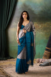Silver-Blue Tissue Silk Saree